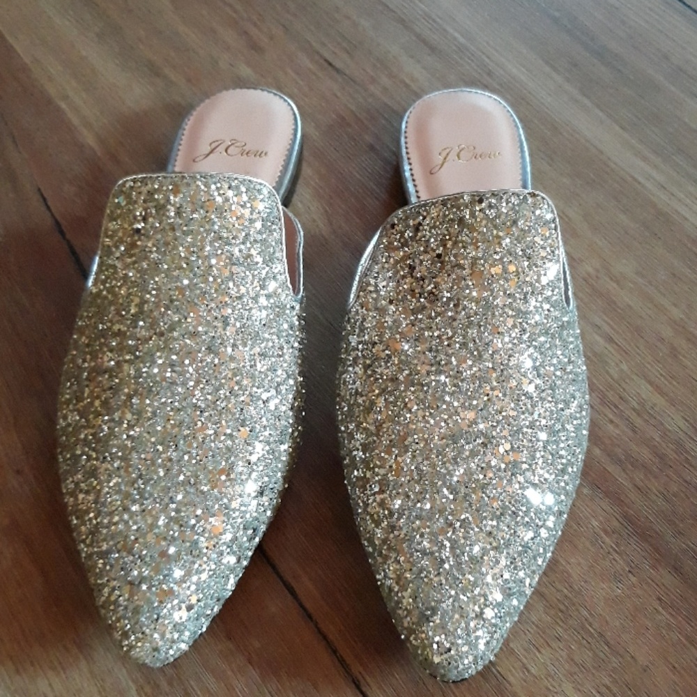 J.Crew Sparkling Silver Mule 6